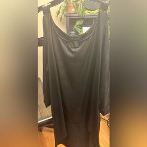 Ashley Stewart Cold shoulder high low tunic with faux snakeskin print.